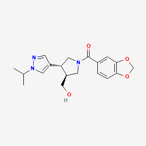 1,3-benzodioxol-5-yl-[(3S,4R)-3-(hydroxymethyl)-4-(1-propan-2-ylpyrazol-4-yl)pyrrolidin-1-yl]methanone