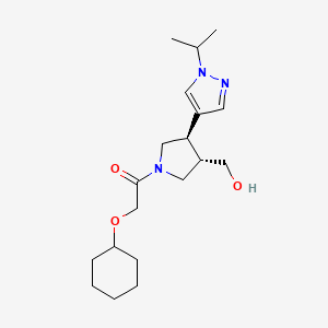 2-cyclohexyloxy-1-[(3S,4R)-3-(hydroxymethyl)-4-(1-propan-2-ylpyrazol-4-yl)pyrrolidin-1-yl]ethanone