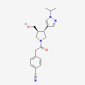 4-[2-[(3S,4R)-3-(hydroxymethyl)-4-(1-propan-2-ylpyrazol-4-yl)pyrrolidin-1-yl]-2-oxoethyl]benzonitrile