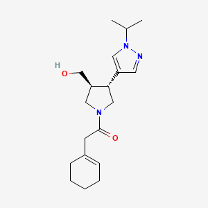 2-(cyclohexen-1-yl)-1-[(3S,4R)-3-(hydroxymethyl)-4-(1-propan-2-ylpyrazol-4-yl)pyrrolidin-1-yl]ethanone