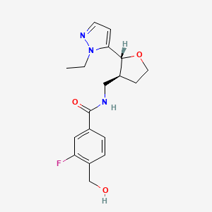 N-[[(2R,3S)-2-(2-ethylpyrazol-3-yl)oxolan-3-yl]methyl]-3-fluoro-4-(hydroxymethyl)benzamide