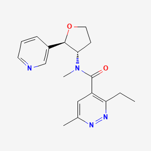 3-ethyl-N,6-dimethyl-N-[(2R,3S)-2-pyridin-3-yloxolan-3-yl]pyridazine-4-carboxamide