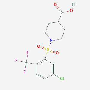 1-[5-Chloro-2-(trifluoromethyl)phenyl]sulfonylpiperidine-4-carboxylic acid