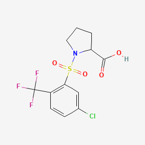 1-[5-Chloro-2-(trifluoromethyl)phenyl]sulfonylpyrrolidine-2-carboxylic acid