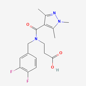 3-[(3,4-Difluorophenyl)methyl-(1,3,5-trimethylpyrazole-4-carbonyl)amino]propanoic acid