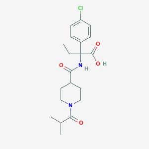 2-(4-Chlorophenyl)-2-[[1-(2-methylpropanoyl)piperidine-4-carbonyl]amino]butanoic acid