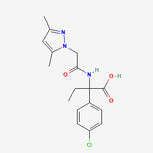 2-(4-Chlorophenyl)-2-[[2-(3,5-dimethylpyrazol-1-yl)acetyl]amino]butanoic acid