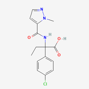 2-(4-Chlorophenyl)-2-[(2-methylpyrazole-3-carbonyl)amino]butanoic acid