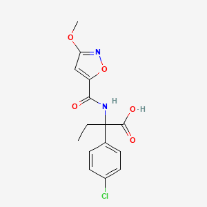 2-(4-Chlorophenyl)-2-[(3-methoxy-1,2-oxazole-5-carbonyl)amino]butanoic acid