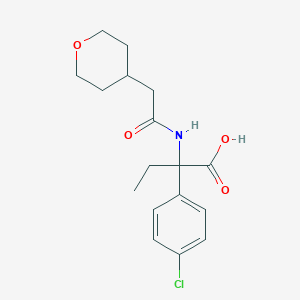 2-(4-Chlorophenyl)-2-[[2-(oxan-4-yl)acetyl]amino]butanoic acid