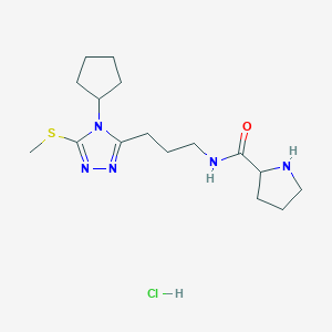 N-[3-(4-cyclopentyl-5-methylsulfanyl-1,2,4-triazol-3-yl)propyl]pyrrolidine-2-carboxamide;hydrochloride