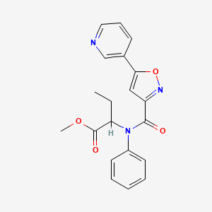 molecular formula C20H19N3O4 B6693800 methyl 2-(N-(5-pyridin-3-yl-1,2-oxazole-3-carbonyl)anilino)butanoate 