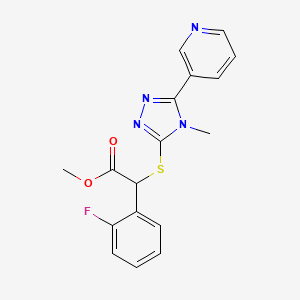 molecular formula C17H15FN4O2S B6693960 Methyl 2-(2-fluorophenyl)-2-[(4-methyl-5-pyridin-3-yl-1,2,4-triazol-3-yl)sulfanyl]acetate 