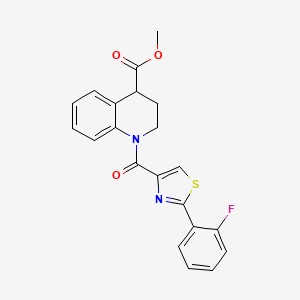 molecular formula C21H17FN2O3S B6694683 methyl 1-[2-(2-fluorophenyl)-1,3-thiazole-4-carbonyl]-3,4-dihydro-2H-quinoline-4-carboxylate 