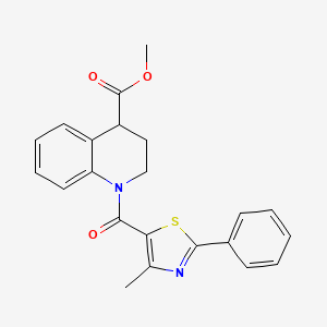 molecular formula C22H20N2O3S B6694697 methyl 1-(4-methyl-2-phenyl-1,3-thiazole-5-carbonyl)-3,4-dihydro-2H-quinoline-4-carboxylate 