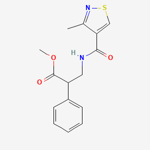 molecular formula C15H16N2O3S B6695061 Methyl 3-[(3-methyl-1,2-thiazole-4-carbonyl)amino]-2-phenylpropanoate 