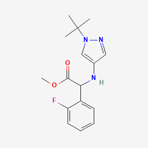 molecular formula C16H20FN3O2 B6695172 Methyl 2-[(1-tert-butylpyrazol-4-yl)amino]-2-(2-fluorophenyl)acetate 