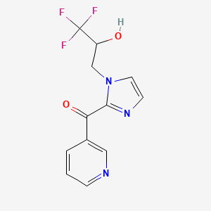 molecular formula C12H10F3N3O2 B6695782 Pyridin-3-yl-[1-(3,3,3-trifluoro-2-hydroxypropyl)imidazol-2-yl]methanone 