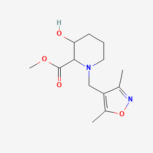 molecular formula C13H20N2O4 B6696167 Methyl 1-[(3,5-dimethyl-1,2-oxazol-4-yl)methyl]-3-hydroxypiperidine-2-carboxylate 