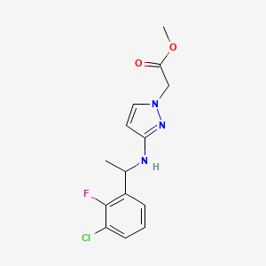 molecular formula C14H15ClFN3O2 B6696625 Methyl 2-[3-[1-(3-chloro-2-fluorophenyl)ethylamino]pyrazol-1-yl]acetate 