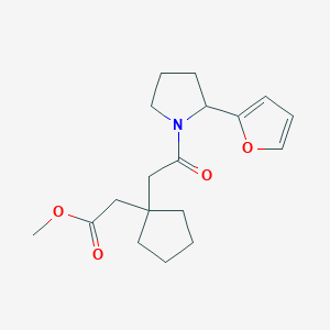 molecular formula C18H25NO4 B6697540 Methyl 2-[1-[2-[2-(furan-2-yl)pyrrolidin-1-yl]-2-oxoethyl]cyclopentyl]acetate 