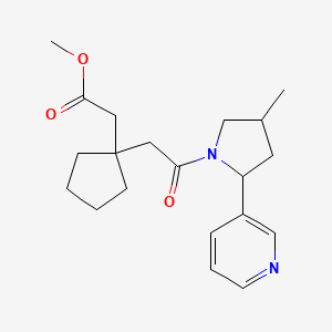 molecular formula C20H28N2O3 B6697555 Methyl 2-[1-[2-(4-methyl-2-pyridin-3-ylpyrrolidin-1-yl)-2-oxoethyl]cyclopentyl]acetate 