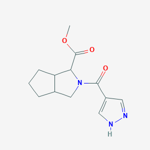 molecular formula C13H17N3O3 B6697938 methyl 2-(1H-pyrazole-4-carbonyl)-3,3a,4,5,6,6a-hexahydro-1H-cyclopenta[c]pyrrole-3-carboxylate 