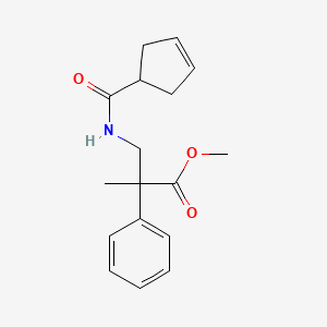 molecular formula C17H21NO3 B6697983 Methyl 3-(cyclopent-3-ene-1-carbonylamino)-2-methyl-2-phenylpropanoate 