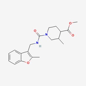 molecular formula C19H24N2O4 B6698386 Methyl 3-methyl-1-[(2-methyl-1-benzofuran-3-yl)methylcarbamoyl]piperidine-4-carboxylate 