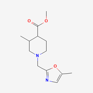 molecular formula C13H20N2O3 B6698519 Methyl 3-methyl-1-[(5-methyl-1,3-oxazol-2-yl)methyl]piperidine-4-carboxylate 