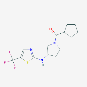 molecular formula C14H18F3N3OS B6698920 Cyclopentyl-[3-[[5-(trifluoromethyl)-1,3-thiazol-2-yl]amino]pyrrolidin-1-yl]methanone 