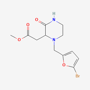 molecular formula C12H15BrN2O4 B6699143 Methyl 2-[1-[(5-bromofuran-2-yl)methyl]-3-oxopiperazin-2-yl]acetate 