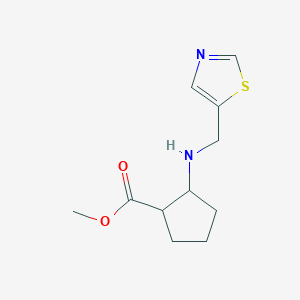 molecular formula C11H16N2O2S B6699187 Methyl 2-(1,3-thiazol-5-ylmethylamino)cyclopentane-1-carboxylate 