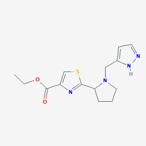 molecular formula C14H18N4O2S B6699207 ethyl 2-[1-(1H-pyrazol-5-ylmethyl)pyrrolidin-2-yl]-1,3-thiazole-4-carboxylate 