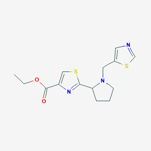 molecular formula C14H17N3O2S2 B6699218 Ethyl 2-[1-(1,3-thiazol-5-ylmethyl)pyrrolidin-2-yl]-1,3-thiazole-4-carboxylate 