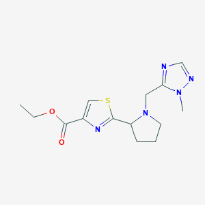 molecular formula C14H19N5O2S B6699367 Ethyl 2-[1-[(2-methyl-1,2,4-triazol-3-yl)methyl]pyrrolidin-2-yl]-1,3-thiazole-4-carboxylate 