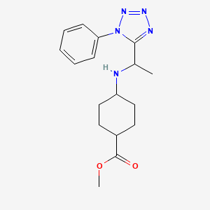 molecular formula C17H23N5O2 B6699513 Methyl 4-[1-(1-phenyltetrazol-5-yl)ethylamino]cyclohexane-1-carboxylate 