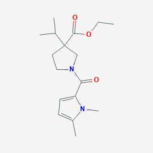 molecular formula C17H26N2O3 B6700036 Ethyl 1-(1,5-dimethylpyrrole-2-carbonyl)-3-propan-2-ylpyrrolidine-3-carboxylate 