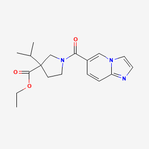 molecular formula C18H23N3O3 B6700046 Ethyl 1-(imidazo[1,2-a]pyridine-6-carbonyl)-3-propan-2-ylpyrrolidine-3-carboxylate 