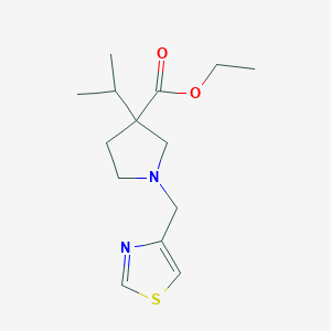 molecular formula C14H22N2O2S B6700202 Ethyl 3-propan-2-yl-1-(1,3-thiazol-4-ylmethyl)pyrrolidine-3-carboxylate 