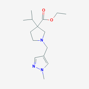 molecular formula C15H25N3O2 B6700230 Ethyl 1-[(1-methylpyrazol-4-yl)methyl]-3-propan-2-ylpyrrolidine-3-carboxylate 