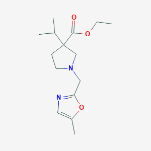 molecular formula C15H24N2O3 B6700233 Ethyl 1-[(5-methyl-1,3-oxazol-2-yl)methyl]-3-propan-2-ylpyrrolidine-3-carboxylate 