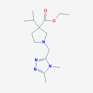 molecular formula C15H26N4O2 B6700254 Ethyl 1-[(4,5-dimethyl-1,2,4-triazol-3-yl)methyl]-3-propan-2-ylpyrrolidine-3-carboxylate 