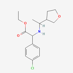 molecular formula C16H22ClNO3 B6700971 Ethyl 2-(4-chlorophenyl)-2-[1-(oxolan-3-yl)ethylamino]acetate 