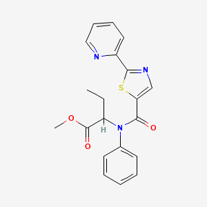 molecular formula C20H19N3O3S B6701491 methyl 2-(N-(2-pyridin-2-yl-1,3-thiazole-5-carbonyl)anilino)butanoate 