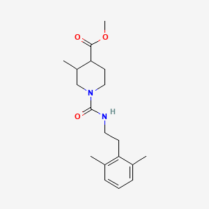 molecular formula C19H28N2O3 B6702068 Methyl 1-[2-(2,6-dimethylphenyl)ethylcarbamoyl]-3-methylpiperidine-4-carboxylate 