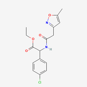 molecular formula C16H17ClN2O4 B6702739 Ethyl 2-(4-chlorophenyl)-2-[[2-(5-methyl-1,2-oxazol-3-yl)acetyl]amino]acetate 