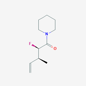 molecular formula C11H18FNO B067029 Piperidine, 1-(2-fluoro-3-methyl-1-oxo-4-pentenyl)-, (R*,S*)- CAS No. 174649-71-9