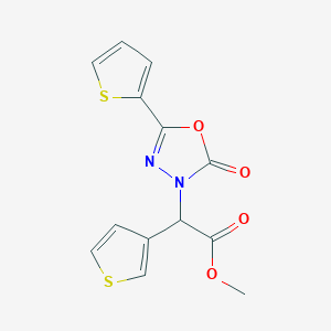 molecular formula C13H10N2O4S2 B6702953 Methyl 2-(2-oxo-5-thiophen-2-yl-1,3,4-oxadiazol-3-yl)-2-thiophen-3-ylacetate 