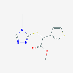 molecular formula C13H17N3O2S2 B6702957 Methyl 2-[(4-tert-butyl-1,2,4-triazol-3-yl)sulfanyl]-2-thiophen-3-ylacetate 